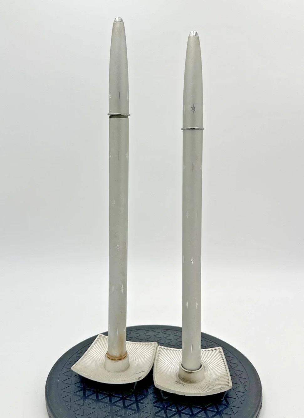 Vintage Ronson Starburst 12 Varaflame Butane Candles Set Silver Tapered UNTESTED